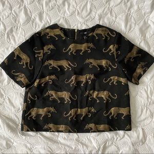 Metallic Cat crop top